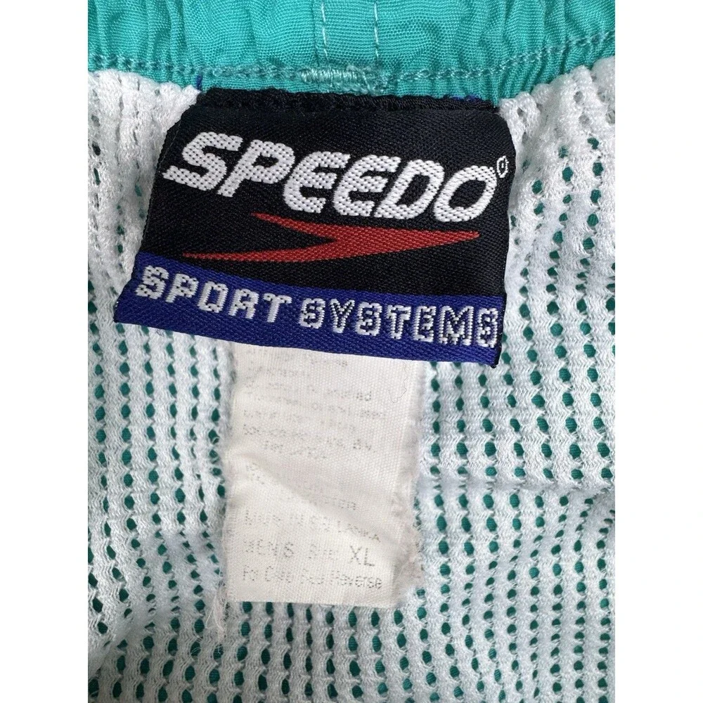 Speedo Sport Systems Green Men’s XL Swimming Trunks Lined Vintage 1990s